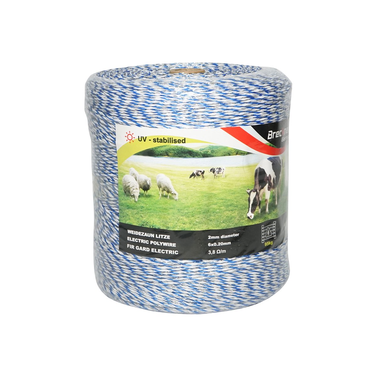 Rola fir albastru-alb fi 2mm 6x0.2mm SS 3.8 Ohm/m, 1000m gard electric